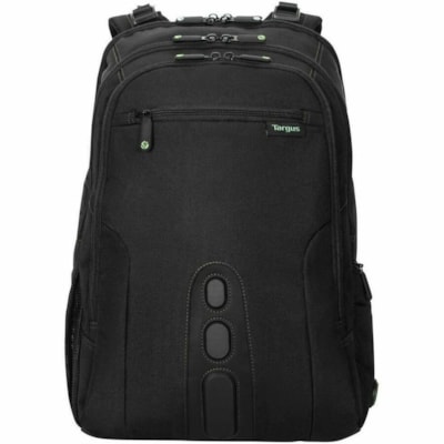 Targus Spruce EcoSmart TBB019US Carrying Case (Backpack) for 17" (431.80 mm) Notebook - Black, Green  - Bump Resistant, Drop Resistant, Water Resistant, Shock Absorbing - Polyester, Plastic Body - Checkpoint Friendly - Shoulder Strap, Trolley Strap - 10.63" (270 mm) Height x 7.48" (190 mm) Width x 0  