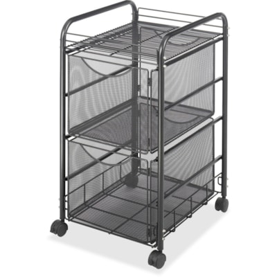 Safco - Chariot de classement mobile à double maille Onyx - 2 Plateau - 2 Tiroir - 4 Roulette - 1,50 po (38,10 mm) Taille de roulette - largeur de 15,8 po (400,05 mm) x profondeur de 17 po (431,80 mm) x hauteur de 27 po (685,80 mm) - Frame Noir Acier - Noir - 1 chaque POUR DOCUMENTS FORMAT LETTRE FINI POUDRé NOIR