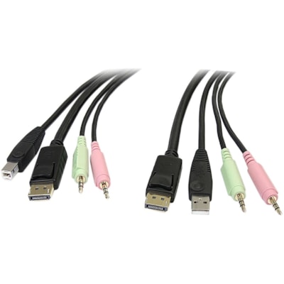 StarTech.com 6 ft 4-in-1 USB DisplayPort KVM Switch Cable - Connect high resolution DisplayPort® video, USB, and audio all in one cable  CABL 