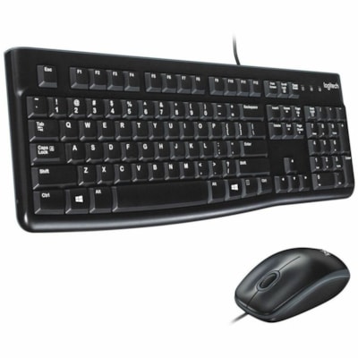 Logitech MK120 Desktop Corded Combo Set - USB Cable Keyboard - 104 Key - USB Cable Mouse - Optical - 1000 dpi - 3 Button - Scroll Wheel - Compatible with Computer for PC - 1 Each  