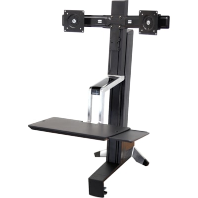 Ergotron WorkFit-S 33-341-200 Dual Sit-Stand Workstation - 31 lb (14061.36 g) Load Capacity - Steel, Plastic, Aluminum - Black kstation - Black - Transform a n existing surface i