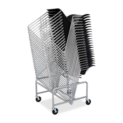 Safco - Chariot pour chaises empilables à piètement luge - 500 lb (226796,19 g) Capacité - 4 Roulette - 3 po (76,20 mm) Taille de roulette - Acier - largeur de 23,5 po (596,90 mm) x profondeur de 27,5 po (698,50 mm) x hauteur de 17 po (431,80 mm) - Argenté - 1 chaque  