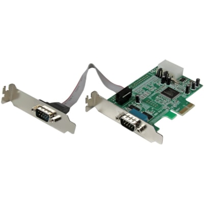 StarTech.com 2 Port Low Profile PCI Express Serial Card - 16550 - Add 2 high-speed RS-232 serial ports to your low profile/small form factor computer with a PCI Express expansion slot - pci express serial card - pci-e serial card - pci express RS232 - rs232 card - pci serial adapter  EXCD 