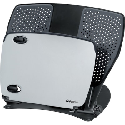 Fellowes - Station de travail pour ordinateur portable avec USB Série Professional - Jusqu'à 17 po Support d'écran - 15 lb (6803,89 g) Capacité de charge - 3 po (76,20 mm) Hauteur x 12,13 po (308,10 mm) Largeur x 13,31 po (338,07 mm) Profondeur - Métal, Caoutchouc -  PORTE-DOCUMENT ALIGNé RéGLAGE D UNE SEULE MAIN