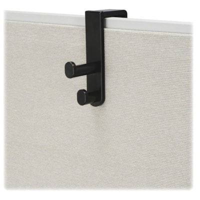 Safco Over-the-Panel Single Hook - 2 Hooks - 10 lb (4535.92 g) Capacity - 7.75" (196.85 mm) Height x 1.75" (44.45 mm) Width - for Coat, Garment, Purse, Hat, Umbrella - Plastic - Black - 1 Each SAFCO ACCOMMODATES PANELS 1/2" UP TO 3 1/4"