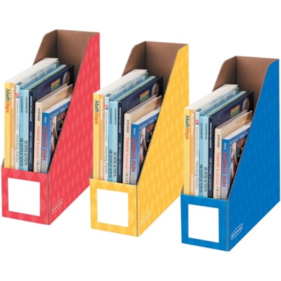 Bankers Box Magazine File Storage Holder - Yellow, Blue, Red - 3 / Pack ASSORTED  BANKERS BOX 50%PCW