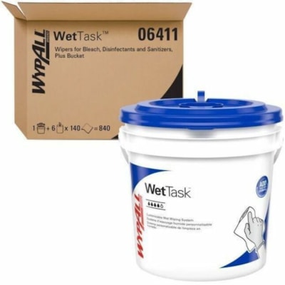 Wypall - Nettoyant de surface CriticalClean Wettask - Pour Multisurface - longueur de 6 po (152,40 mm) x largeur de 12 po (304,80 mm) - Blanc - 140/Rouleau - 6 / Carton  