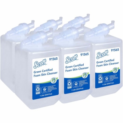 Scott - Nettoyant en mousse pour la peau - 1 L - Mains libres Dsitributeur - Main - clair - Sans colorant, Sans parfum, Recyclable - 6 / Carton EN MOUSSE KIMCARE SANS PARFUM
