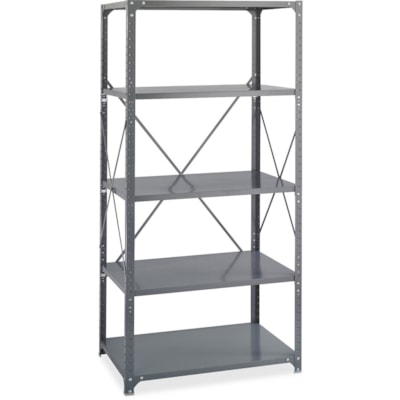 Safco Commercial Shelf Kit - 36" (914.40 mm) Width x 18" (457.20 mm) Depth x 75" (1905 mm) Height - 5 x Shelf(ves) - 3500 lb (1587573.30 g) Load Capacity - Dark Gray - Powder Coated - Steel - Assembly Required  