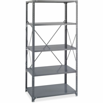 Safco - Étagère robuste commerciale en acier à 5 tablettes, gris, 36 po x 24 po x 75 po - largeur de 36 po (914,40 mm) x profondeur de 24 po (609,60 mm) x hauteur de 75 po (1905 mm) - 5 Étagère(s) - 3500 lb (1587573,30 g) Capacité de charge - Gris foncé - Thermolaqu&  