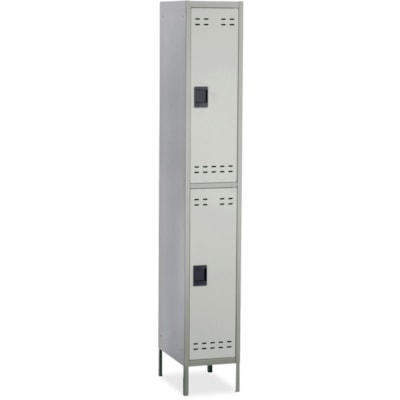 Safco - Casier bicolore à deux niveaux avec pieds - largeur de 12 po (304,80 mm) x profondeur de 18 po (457,20 mm) x hauteur de 78 po (1981,20 mm) - Poignée de verrouillage encastrée - Gris - Acier POIGNéE ENCASTRéE POUR CADENAS AUCUN ASSEMBLAGE REQUIS