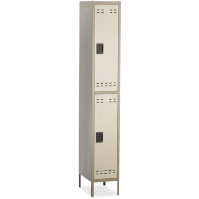 Safco - Casier bicolore à deux niveaux avec pieds - largeur de 12 po (304,80 mm) x profondeur de 18 po (457,20 mm) x hauteur de 78 po (1981,20 mm) - Poignée de verrouillage encastrée - Tan - Acier POIGNéE ENCASTRéE POUR CADENAS AUCUN ASSEMBLAGE REQUIS
