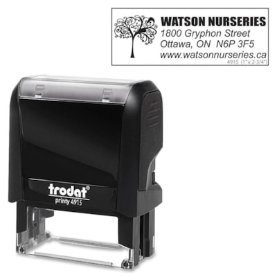Trodat Climate Neutral 4915 Self-inking Stamp - 2.76" (70 mm) Impression Width x 0.98" (25 mm) Impression Length - Black - 1 Each  