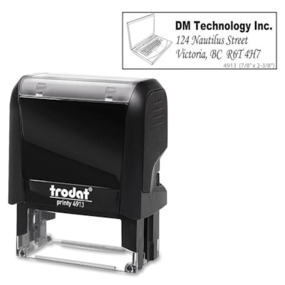 Trodat Climate Neutral 4913 Self-inking Stamp - 2.28" (58 mm) Impression Width x 0.87" (22 mm) Impression Length - Black - 1 Each ONLINE VOUCHER  5 LINES UP TO 65% POST-CONSUMER WASTE