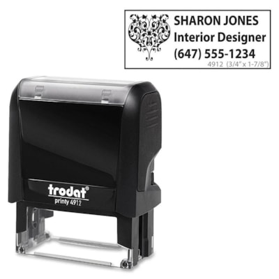 Trodat Climate Neutral 4912 Self-inking Stamp - 1.85" (47 mm) Impression Width x 0.71" (18 mm) Impression Length - Black - 1 Each ONLINE VOUCHER  4 LINES UP TO 65% POST-CONSUMER WASTE