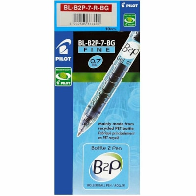 Pilot - Stylos à bille roulante rétractable B2P - 0,7 mm (0,03 po) Fine Pointe de stylo - Rétractable - Ink Rouge - A base de gel - Barrel Translucide Plastique - 10 / boîte POINTE FINE 0.7MM RETRACTABLE 