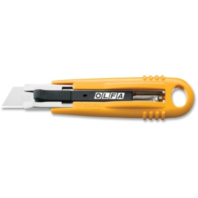 Olfa SK-4 Self-Retracting Safety Knife - Self-retractable - Stainless Steel - Silver, Yellow - 1 Each  