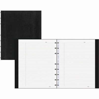 Blueline MiracleBind College Ruled Notebooks - 150 Sheets - 150 Pages - Twin Wirebound - Ruled Margin - 9 1/4" (234.95 mm) x 7 1/4" (184.15 mm) Sheet Size - Black Ribbed Cover - Micro Perforated, Index Sheet, Self-adhesive Tab, Pocket, Repositionable, Removable, Hard Cover, Telephone & Address Pages TWIN BINDING WITH HARD RIB EMBOSSED COVER 9-1/4X7-1/4 BLK