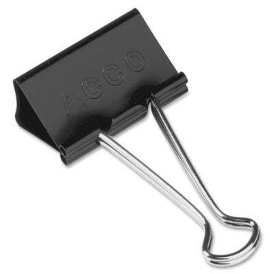 ACCO Medium Foldback Binder Clips 1 5/8" wide (5/8 capacity) - Medium - 1.63" (41.28 mm) Width - 0.6" (15.88 mm) Size Capacity - for Document, Binding, Office, Classroom - Rust Resistant, Foldable - Black - Tempered Steel - 12 / Box 1-5/8" 