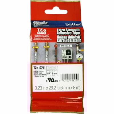 P-touch - Cartouches de ruban TZe P-touch industriel - largeur de 1/4 po (6,35 mm) - Blanc - Polyéthylène - Thermorésistant, Résistant aux produits chimiques, Résistant à l'abrasion, Adhésif, Résistantes, Résistantes - 1 chaque ADHÉSIF PUISSANT P-TOUCH RUBAN INDUSTRIEL