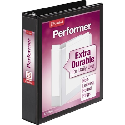 Cardinal - Reliures à anneaux ronds Performer ClearVue - 1 1/2 po (38,10 mm) Capcité du classeur - format lettre - format 8 1/2 po (215,90 mm) x 11 po (279,40 mm) - 350 Capacité en feuilles - largeur de dos 1 3/5 po (40,64 mm) - 3 Ring(s) - Fastener(s) : Anneau rond - Pocket(s) :  CARDINAL PERFORMER CLEARVUE RR 