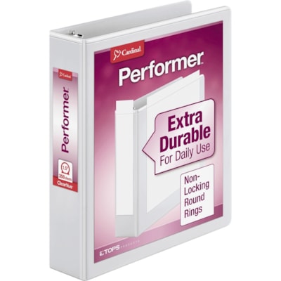 TOPS - Reliures à anneaux ronds Performer ClearVue - 1 1/2 po (38,10 mm) Capcité du classeur - format lettre - format 8 1/2 po (215,90 mm) x 11 po (279,40 mm) - 350 Capacité en feuilles - largeur de dos 1 3/5 po (40,64 mm) - 3 Ring(s) - Fastener(s) : Anneau rond - Pocket(s) : 2, À CARDINAL PERFORMER CLEARVUE RR 