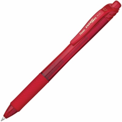 EnerGel-X Retractable Gel Roller, (0.7mm) Metal Tip, Red Ink - Pentel EnerGel X Retractable Liquid Gel Rollerball Pen, Everyday Writing, Office Supplies, School Supplies, 0.7mm Medium Point, Red Ink ROLLER BALL PENS 