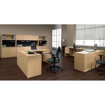 Global Genoa Executive Suite - 65" (1651 mm) Height x 72" (1828.80 mm) Width x 98" (2489.20 mm) Depth - Finish: Laminate, Quartered Mahogany - For Office U SHAPED GROUPING 72"WX98"DX65"H GLOBAL
