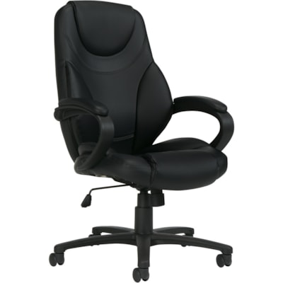 Offices To Go Brighton High Back Tilter Executive Chair with Loop Arms - Black Leather Seat - 5-star Base LUXHIDE BONDED LEATHER  BLACK FULLY ASSEMBLED