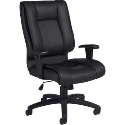 Offices to Go® Ashmont Tilter Chair - Black Leather Seat - High Back - 5-star Base - Black - Leather, Luxhide LUXHIDE BONDED LEATHER  BLACK FULLY ASSEMBLED