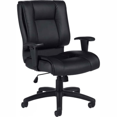 Offices To Go Ashmont Medium Back Tilter with T Arms - Black Leather Seat - 5-star Base MEDIUM BACK TILTER LUXHIDE BONDED LEATHER  BLACK