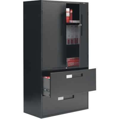 Global - Armoire de rangement 9300 - 2 tiroirs - largeur de 36 po (914,40 mm) x profondeur de 18 po (457,20 mm) x hauteur de 65,3 po (1657,35 mm) - 2 x Tiroir(s) - Noir - Métal 3 TABL.SUR 2 TIR.LAT.À SERRURE 36"LX65-1/4"HX18"P  GLOBAL HON