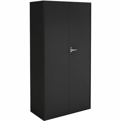 Global 9300 Storage Cabinet - 36" (914.40 mm) Width x 18" (457.20 mm) Depth x 72" (1828.80 mm) Height - 2 x Door(s) - Leveling Glide, Lockable - Black 1 FIXED  3 ADJUST. SHELVES BLK 36"WX18"DX72"H