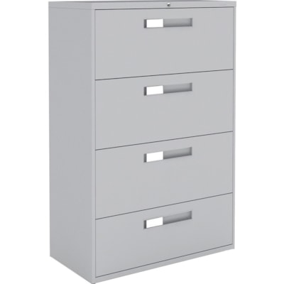 Global 9300 Fixed Lateral File Cabinet - 4-Drawer - 36" (914.40 mm) Width x 18" (457.20 mm) Depth x 54" (1371.60 mm) Height - 4 x Drawer(s) - Letter, Legal, A4 - Lockable - Gray - Metal W/LOCK   BARS  FIXED FRONT 36"WX18"DX54"H