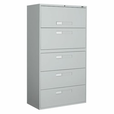 Global 9300 Fixed Lateral File Cabinet - 5-Drawer - 36" (914.40 mm) Width x 18" (457.20 mm) Depth x 65.3" (1657.35 mm) Height - 5 x Drawer(s) - Letter, Legal, A4 - Lockable - Gray - Metal W/LOCK   BARS  FIXED FRONT 36"WX18"DX65.5"H