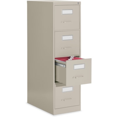 Global 2600 Vertical File Cabinet - 4-Drawer - 15.2" (384.81 mm) Width x 26.6" (674.62 mm) Depth x 52" (1320.80 mm) Height - 4 x Drawer(s) for File - Letter - Vertical - Ball-bearing Suspension, Lockable, Label Holder, Pull Handle - Nevada - Metal 15"W X 26 9/16"D X 52"H ECONOMY