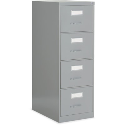 Global 2600 Vertical File Cabinet - 4-Drawer - 18" (457.20 mm) Width x 26.6" (674.62 mm) Depth x 52" (1320.80 mm) Height - 4 x Drawer(s) for File - Legal - Vertical - Ball-bearing Suspension, Lockable, Label Holder - Gray - Metal 18"W X 26 9/16"D X 52"H 