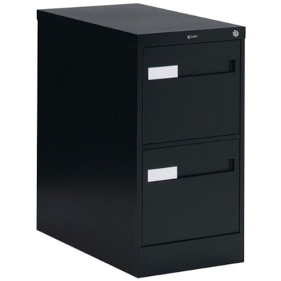 Global 2600 Plus Vertical File Cabinet - 2-Drawer - 15" (381 mm) Width x 26.6" (674.62 mm) Depth x 29" (736.60 mm) Height - 2 x Drawer(s) for File - Letter - Vertical - Ball-bearing Suspension, Lockable, Recessed Handle - Black - Metal W/LOCK W/RECESSED PULL20Y WARR FULL CRADLE SUSP. 26-1/2 DEPTH