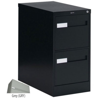 Global - Classeur vertical 2600 Plus, 2 tiroirs - largeur de 15 po (381 mm) x profondeur de 26,6 po (674,62 mm) x hauteur de 29 po (736,60 mm) - 2 x Tiroir(s) pour Dossier - format lettre - Vertical - Suspension à roulement à billes, Verrouillable, Poignée encastrée - Gris -  SERRURE & POIGNÉE EN RETRAIT GAR.20ANS ROUL.À BILLE  26 5"P