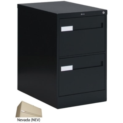 Global - Classeur vertical 2600 Plus, 2 tiroirs - largeur de 15 po (381 mm) x profondeur de 26,6 po (674,62 mm) x hauteur de 29 po (736,60 mm) - 2 x Tiroir(s) pour Dossier - format lettre - Vertical - Suspension à roulement à billes, Verrouillable, Poignée encastrée - Nevada  SERRURE & POIGNÉE EN RETRAIT GAR.20ANS ROUL.À BILLE  26 5"P