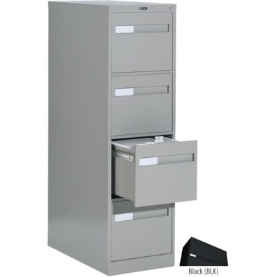 Global - Classeur vertical 2600 Plus - 4 tiroirs - largeur de 15 po (381 mm) x profondeur de 26,6 po (674,62 mm) x hauteur de 52 po (1320,80 mm) - 4 x Tiroir(s) pour Dossier - format lettre - Vertical - Suspension à roulement à billes, Verrouillable, Poignée encastrée - Noir  SERRURE & POIGNÉE EN RETRAIT GAR.20ANS ROUL.À BILLE  26 5"P