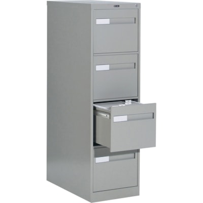 Global 2600 Plus Vertical File Cabinet - 4-Drawer - 15" (381 mm) Width x 26.6" (674.62 mm) Depth x 52" (1320.80 mm) Height - 4 x Drawer(s) for File - Letter - Vertical - Ball-bearing Suspension, Lockable, Recessed Handle - Gray - Metal W/LOCK W/RECESSED PULL20Y WARR FULL CRADLE SUSP. 26-1/2 DEPTH