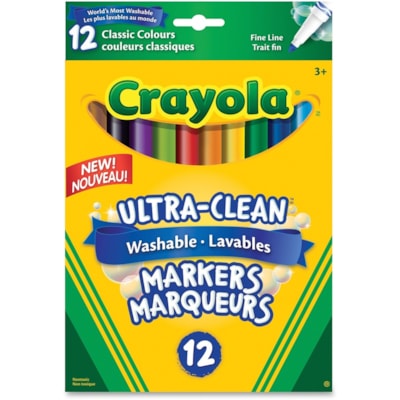 Crayola Washable Fine Line Markers - Fine Marker Point - 12 / Pack THIN LINE ORIGINAL ASSRT CLRS 