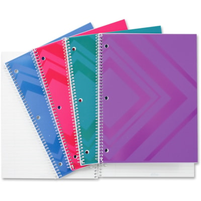 Hilroy Poly Notebook - 200 Sheets - Spiral - Ruled Margin - 8" (203.20 mm) x 10 1/2" (266.70 mm) Sheet Size - Assorted Poly Cover - 1 Each PUNCHED  ASST. COLOURS 