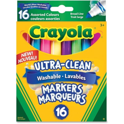 Crayola Washable Marker - Broad Conical Marker Point - 16 / Pack 16 DIFFERENT COLOURS WASHABLE COLOURING MARKERS