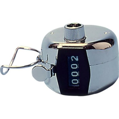 Acme United Tally Counter - 4 Digit - Finger Ring - Handheld - Chrome HAND HELD WITH 4-DIGIT DISPLAY AUTOMATIC RESET KNOB