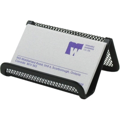 Winnable Mesh Business Card Holder - 1.30" (33.02 mm) Height x 3.30" (83.82 mm) Width x 2.30" (58.42 mm) Depth - Black - 1 Each 3-3/4 W X 2-3/4 D X 1-3/4 H 