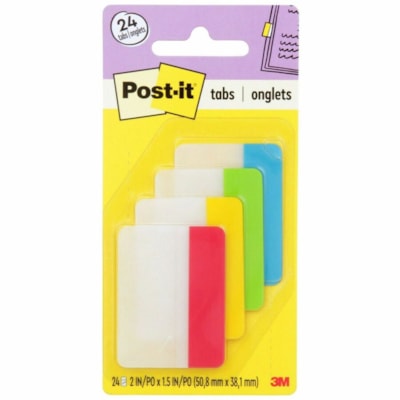 Post-it® - Onglet dossier Durable 686ALYR - Inscriptibe Onglet(s) - hauteur de l'onglet 2 po (50,80 mm) x largeur de l'onglet 1,50 po (38,10 mm) - Tab(s) Rouge, Jaune, Vert, Bleu - Résistants, Repositionnable, Résistant à l'usure, Résistant aux déchirures - 24 /   