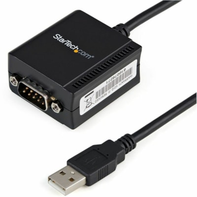 StarTech.com 6ft (1.8m) 1-Port FTDI USB to Serial RS232 Adapter Cable with COM Retention, USB to RS232 Adapter - TAA - USB to serial RS232 adapter - FTDI chipset, making it highly customizable and compatible - Small form factor, serial RS232 converter is USB powered - COM port retention; Compatible  COM retention to your laptop o r desktop computer t