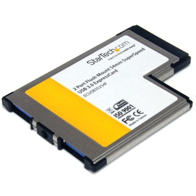 StarTech.com 2 Port Flush Mount ExpressCard 54mm SuperSpeed USB 3.0 Card Adapter with UASP Support - 5Gbps - Add two flushmount USB 3.0 ports to your ExpressCard-enabled laptop - 2 Port Flush Mount 54mm ExpressCard USB 3.0 Card Adapter with UASP Support - ExpressCard USB 3 Controller - USB 3.0 Expre ts to your ExpressCard-enabled  laptop - 2 Port Flu